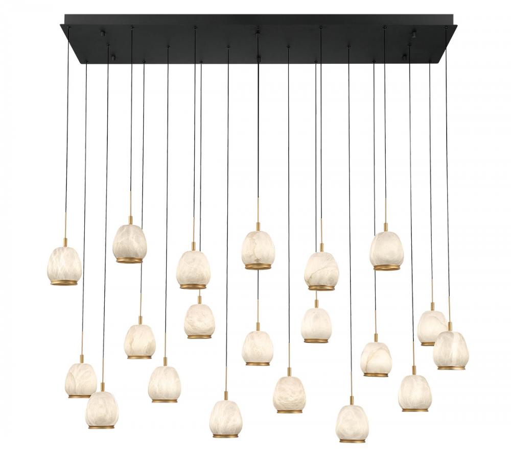 Lucidata, 20 light Rectangular LED Chandelier, Matte Black