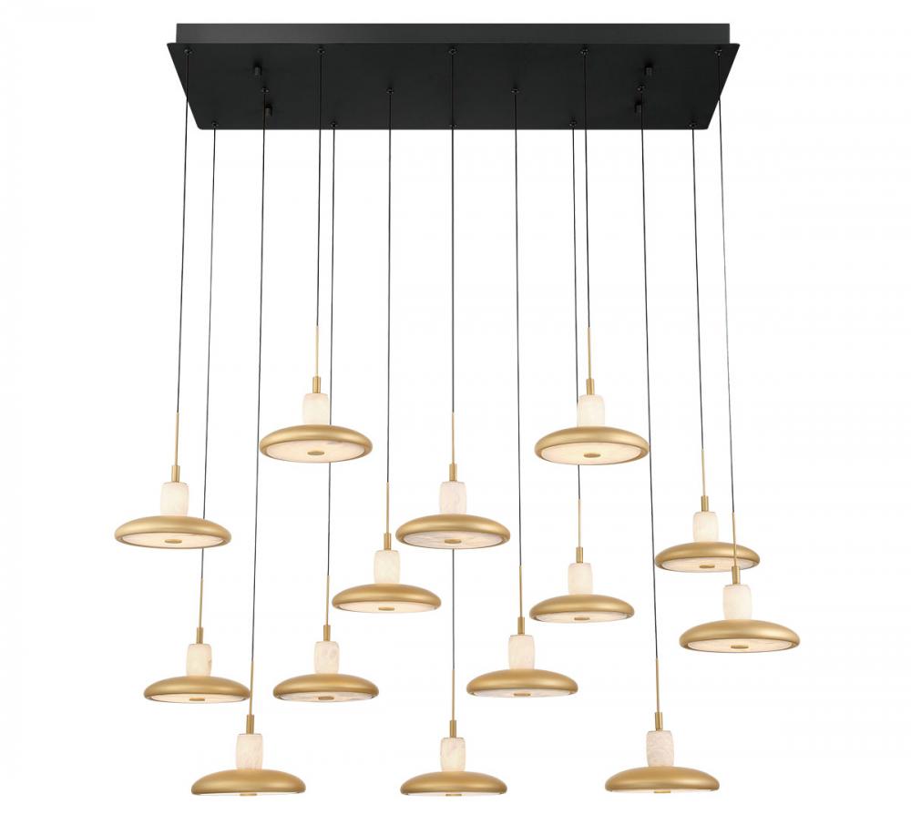 Mantova, 14 Light Rectangular LED Chandelier, Matte Black