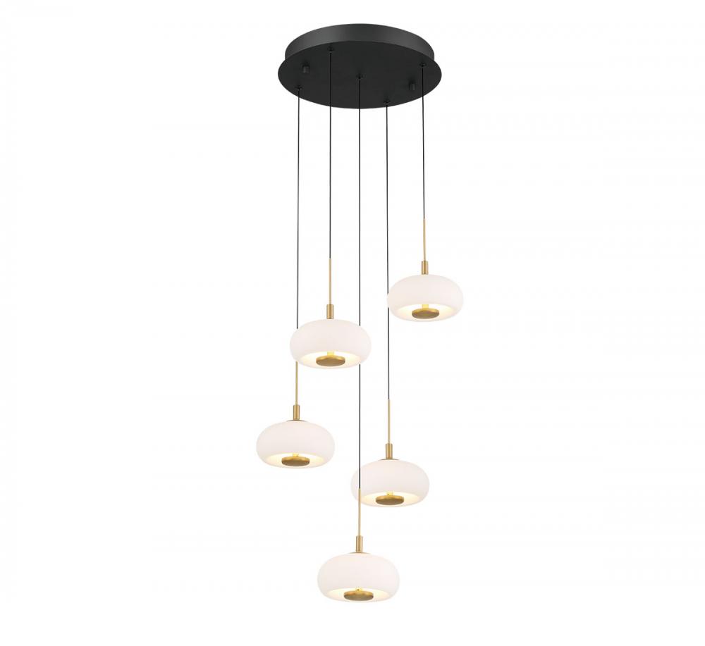 Adelfia, 5 Light Round LED Chandelier, Matte Black