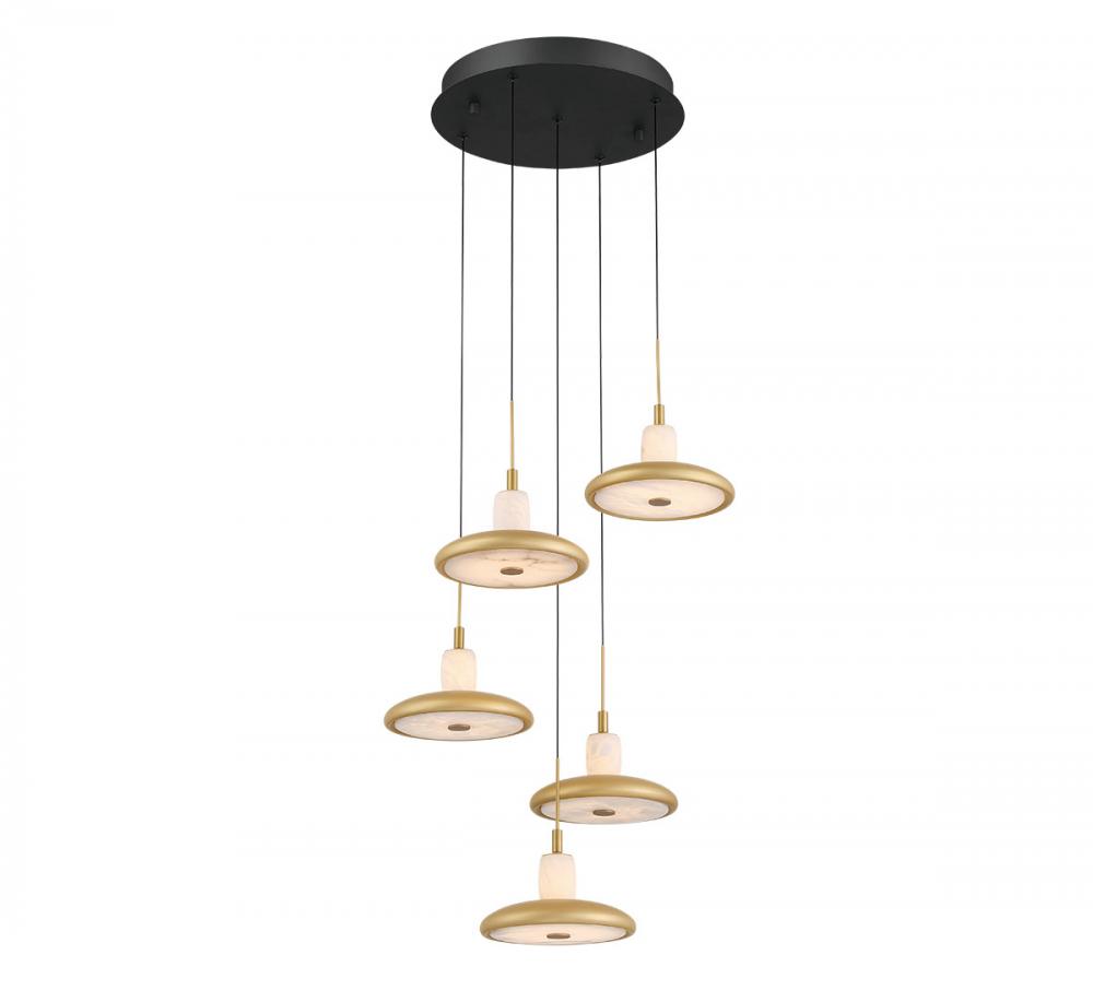 Mantova, 5 Light Round LED Chandelier, Matte Black