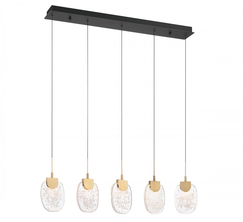 Castelo, 5 Light Linear LED Chandelier, Matte Black