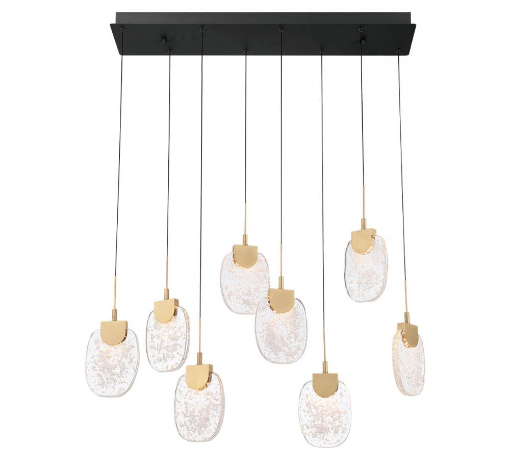 Castelo, 8 Light Rectangular LED Chandelier, Matte Black