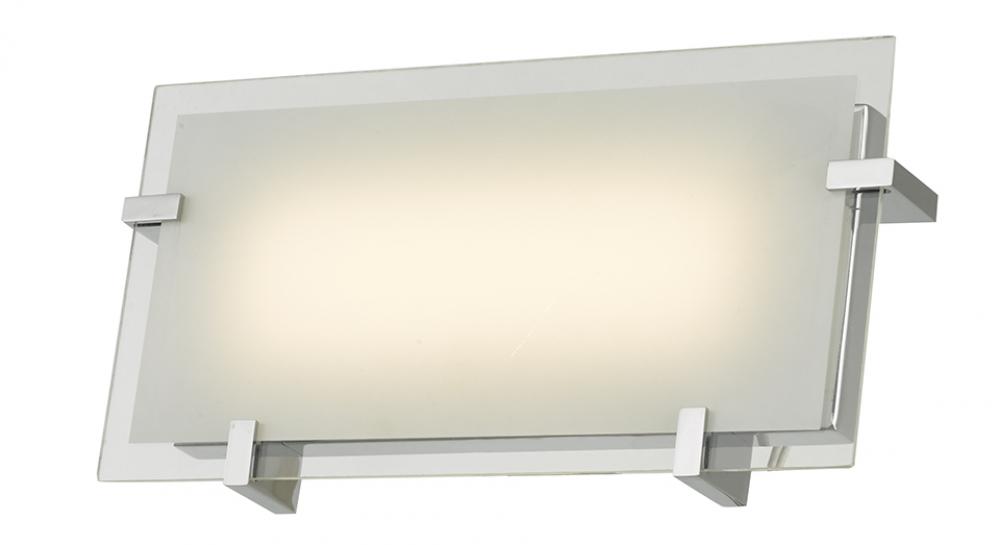 12&#34; Frosted Flat Panel Glass Vanity-Wall Fixture with High Output Dimmable LED