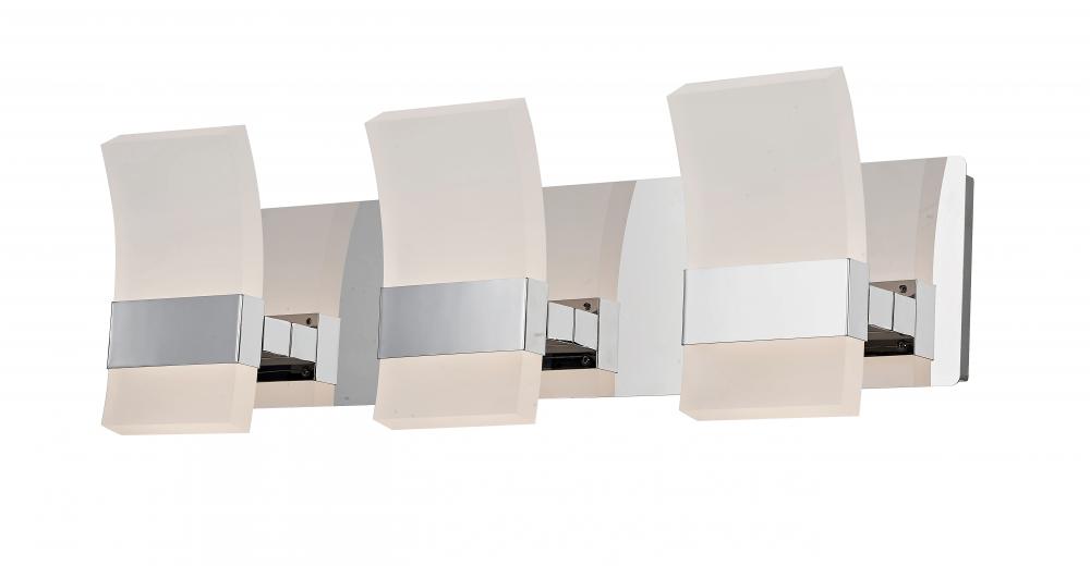 3 Light Curved Frosted Acrylic Edge Lit Vanity