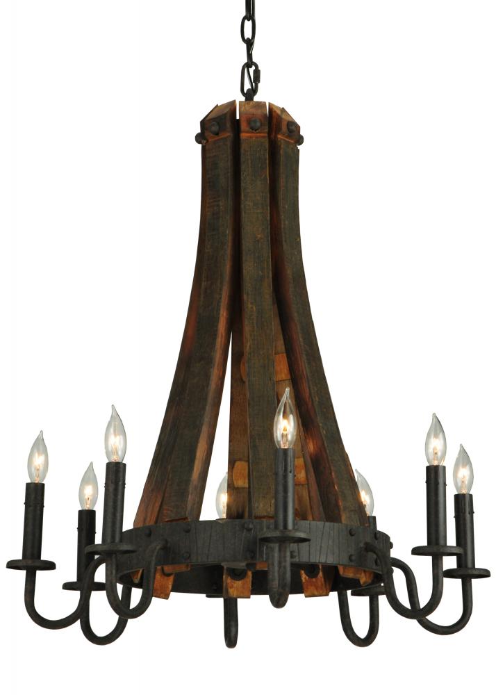 24&#34;W Barrel Stave Madera 8 LT Chandelier