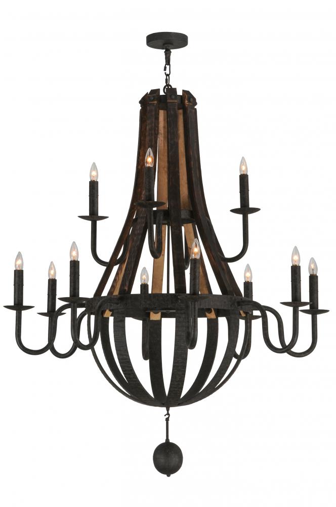 48&#34;W Barrel Stave Madera 12 LT Two Tier Chandelier