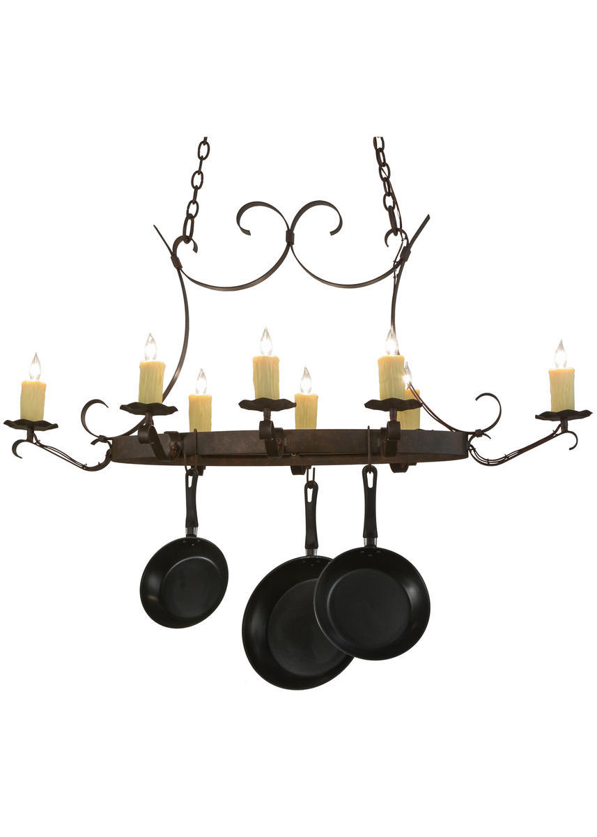 51&#34;L Handforged Oval 8 LT Pot Rack