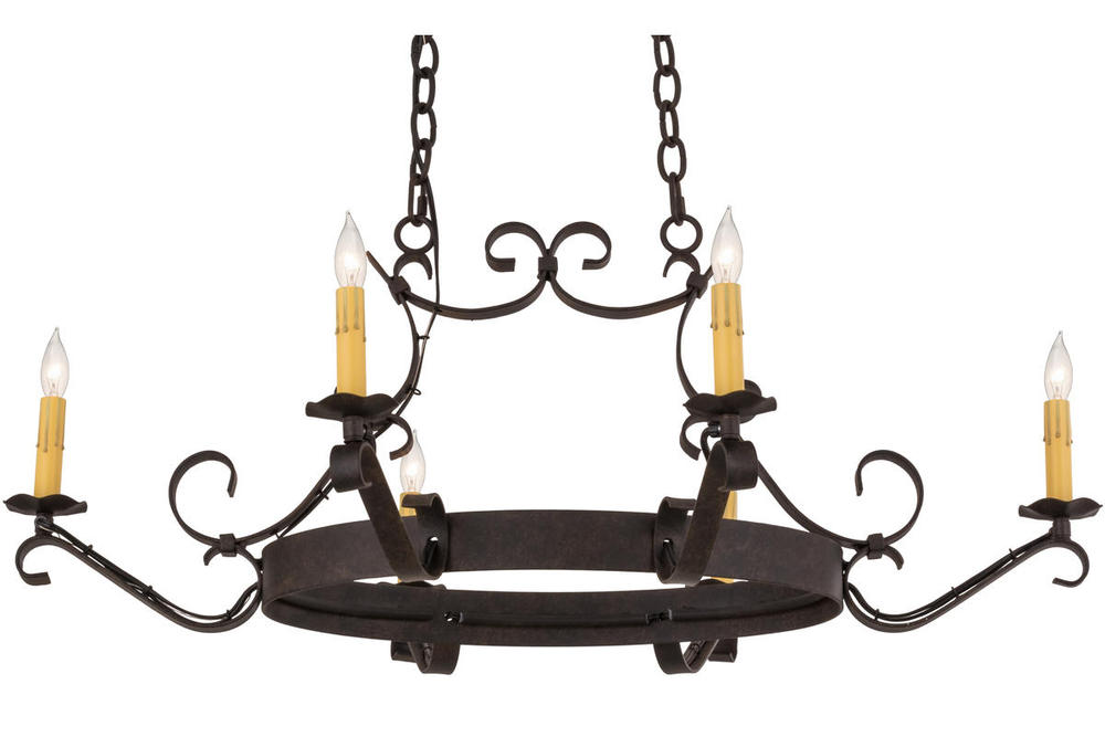 38&#34;L Handforged 6 LT Oval Chandelier