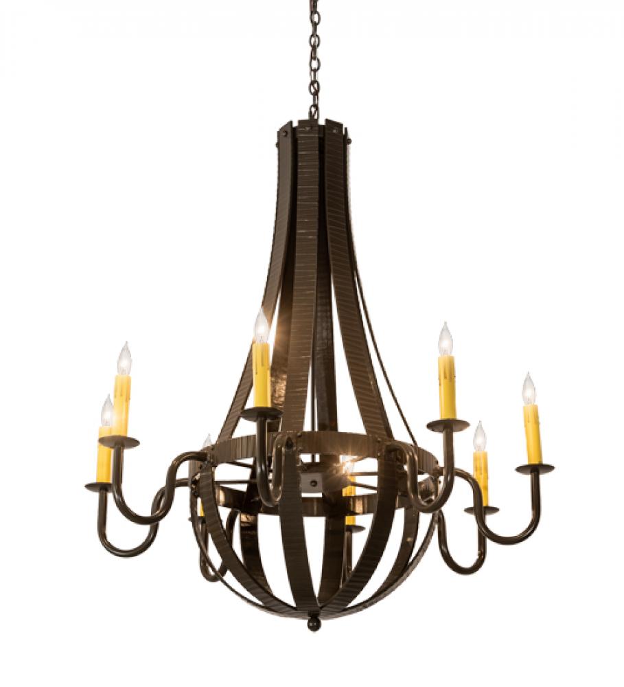 42&#34; Wide Barrel Stave Metallo 8 Light Chandelier