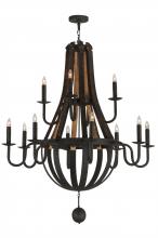 2nd Avenue Designs Blue 143858 - 48"W Barrel Stave Madera 12 LT Two Tier Chandelier