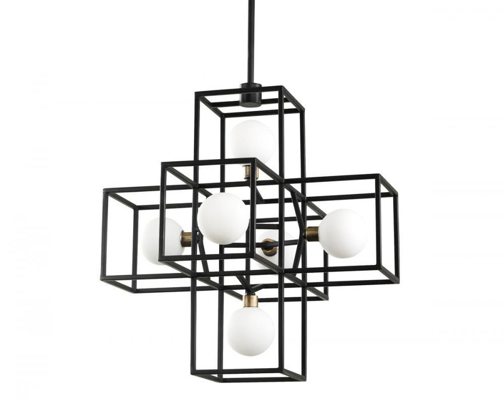 Plaza 6-Lt Pendant - Carbon/Havana Gold