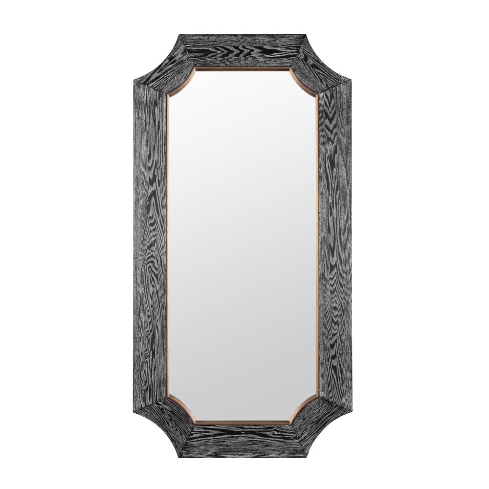Farra 28x54 Wall Mirror - Cerused Black/Weathered Brass