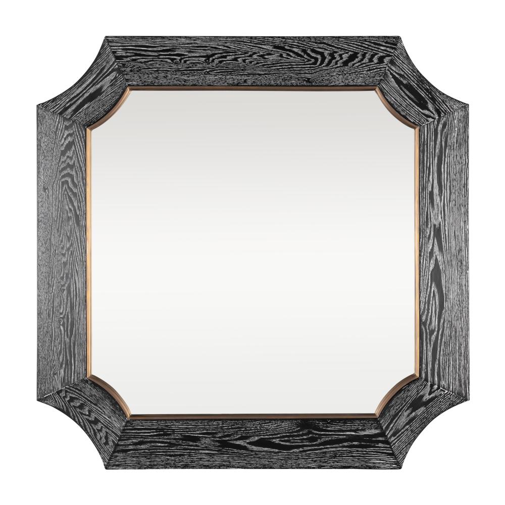 Farra 36x36 Wall Mirror - Cerused Black/Weathered Brass