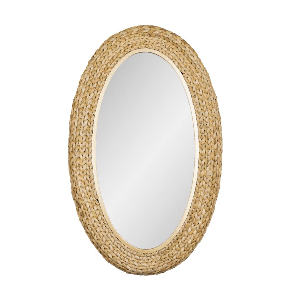 Athena 24x40 Oval Wall Mirror - French Gold/Natural Seagrass