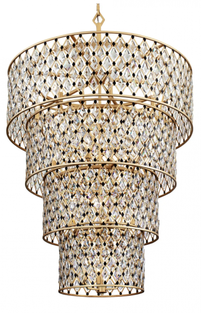 Windsor 21-Lt 4-Tier Crystal Chandelier - Carbon/Havana Gold