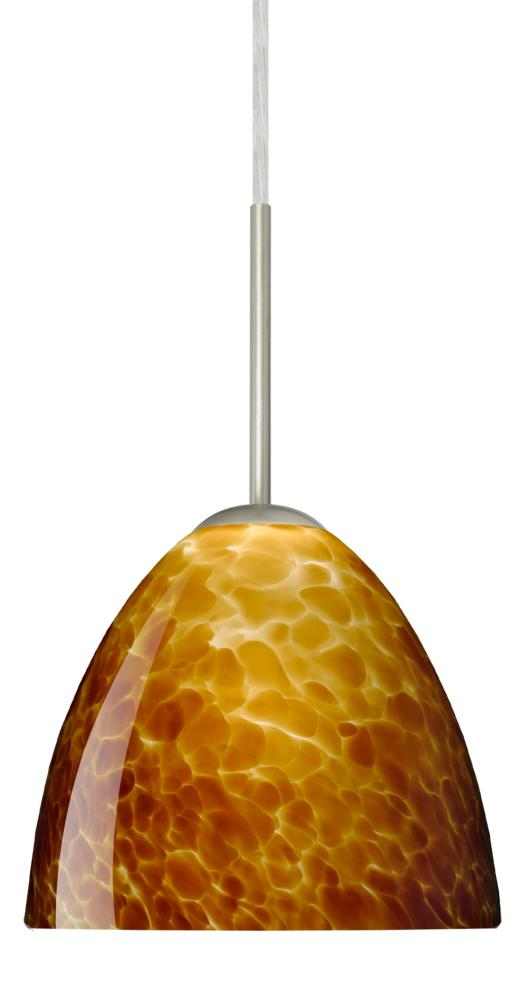 Besa Sasha LED Pendant 1Bt Amber Cloud Satin Nickel 1x9W LED