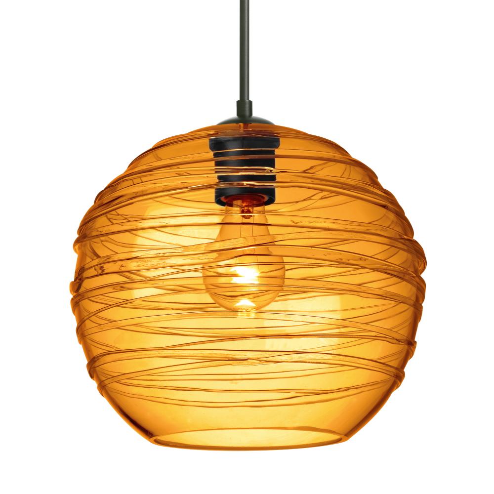 Besa Wave 10 Pendant Black Amber 1x8W LED Filament