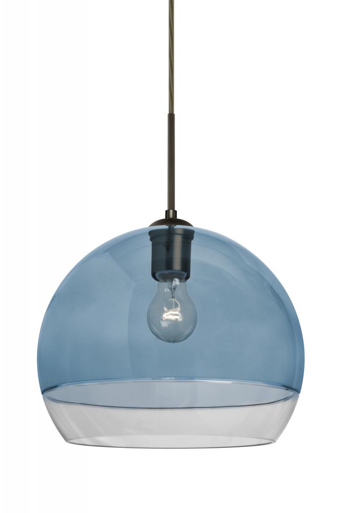 Besa, Ally 12 Cord Pendant, Coral Blue/Clear, Bronze Finish, 1x60W Medium Base