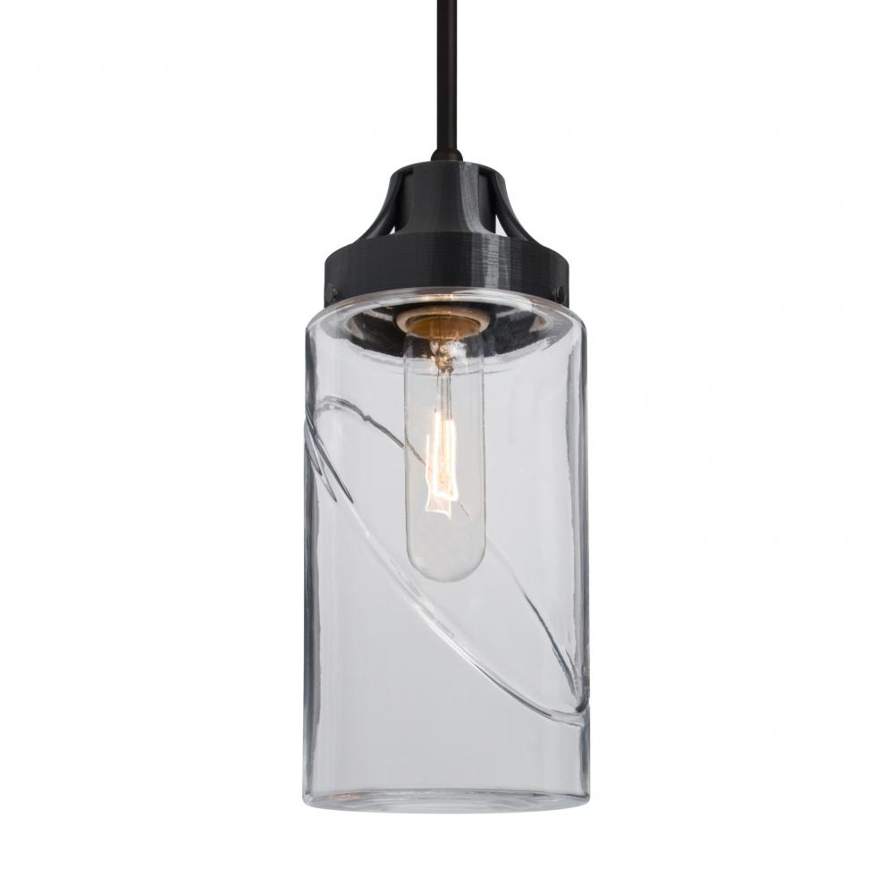 Besa, Blink Cord Pendant, Clear, Black Finish, 1x60W Medium Base, 15Ft. Cord