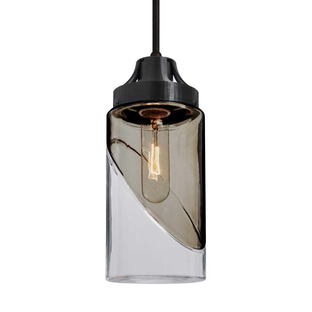 Besa, Blink Cord Pendant, Trans. Smoke/Clear, Black Finish, 1x60W Medium Base, 15Ft.