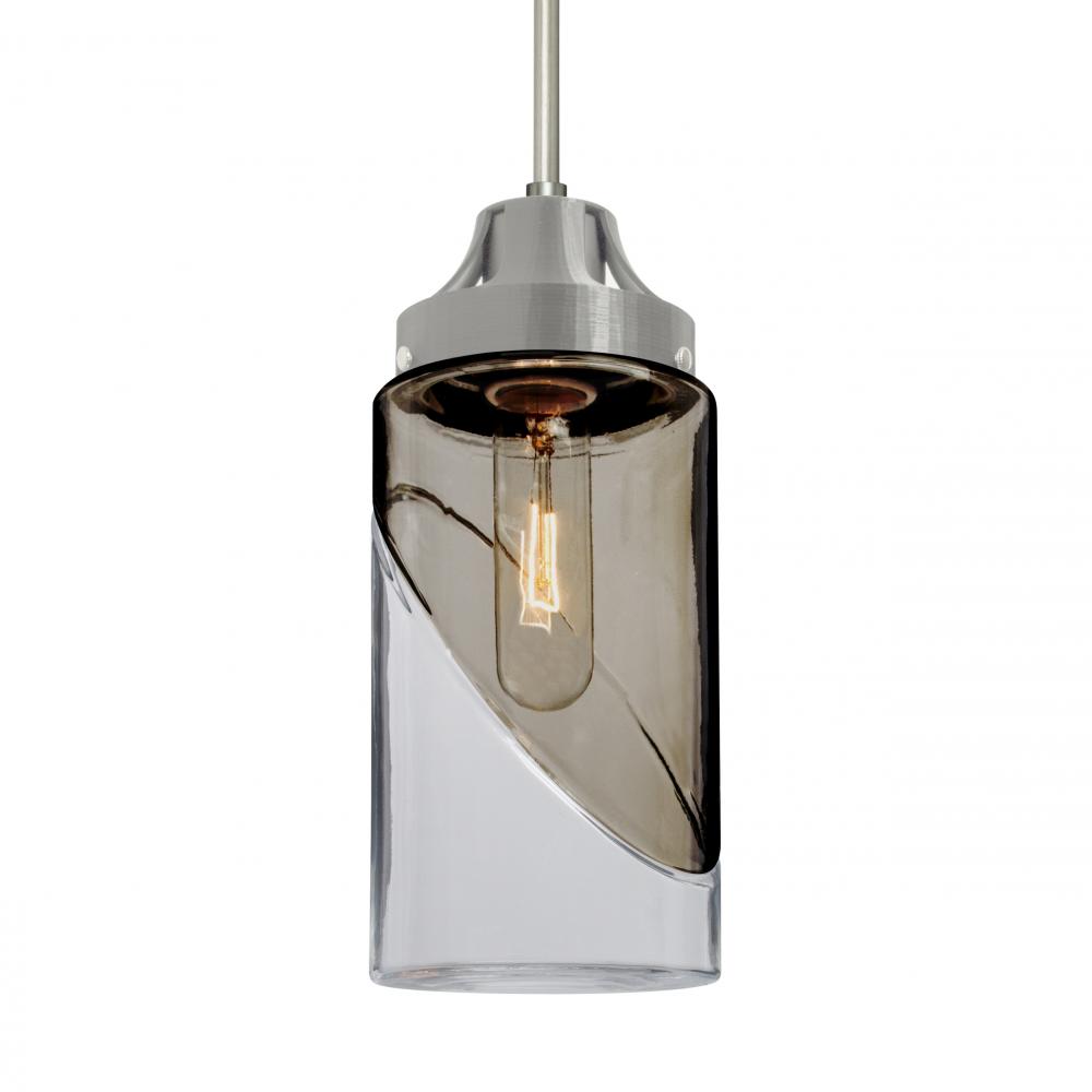 Besa, Blink Cord Pendant, Trans. Smoke/Clear, Satin Nickel Finish, 1x60W Medium Base,