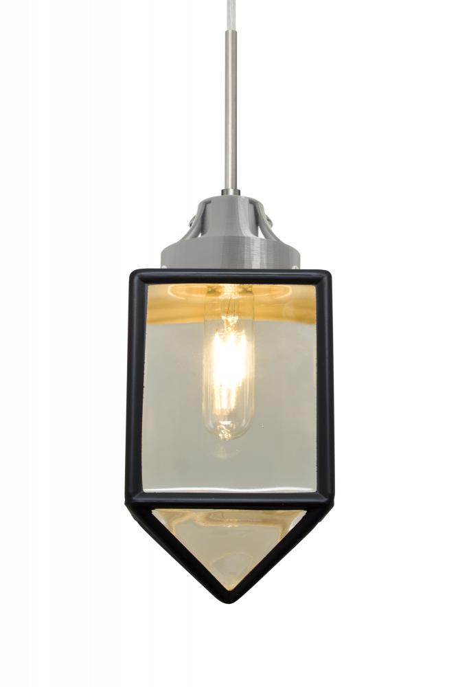 Besa, Bravo Cord Pendant, Black/Gold Bubble, Satin Nickel Finish, 1x5W LED Filament