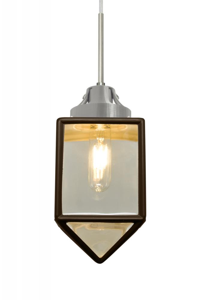 Besa, Bravo Cord Pendant, Bronze/Gold Bubble, Satin Nickel Finish, 1x5W LED Filament