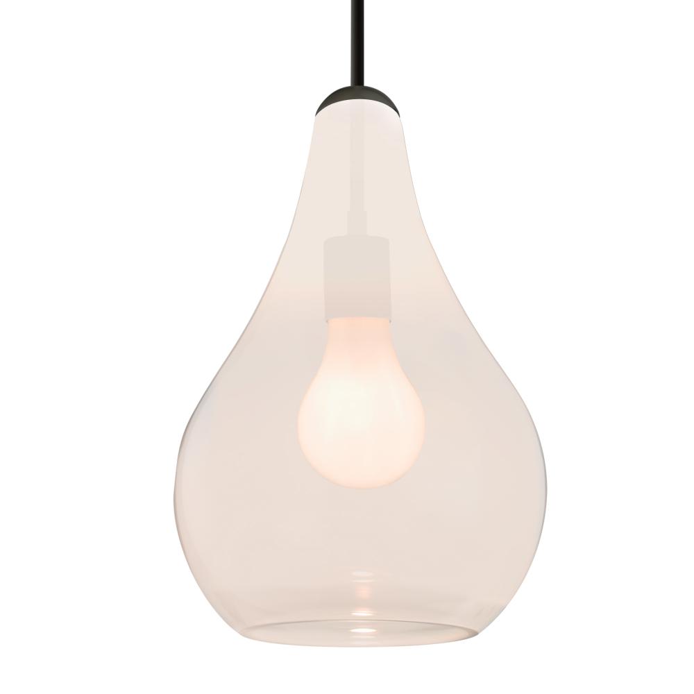 Besa, Leon Cord Pendant, Milky White, Black Finish, 1x60W MAX E26 Base