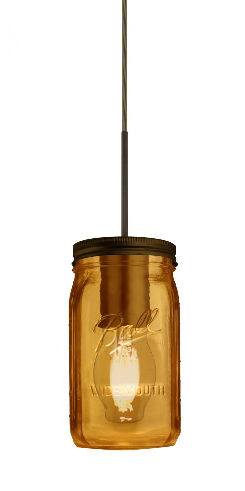 Besa Pendant Milo 4 Bronze Amber 1x5W LED Filament, 15Ft. Cord