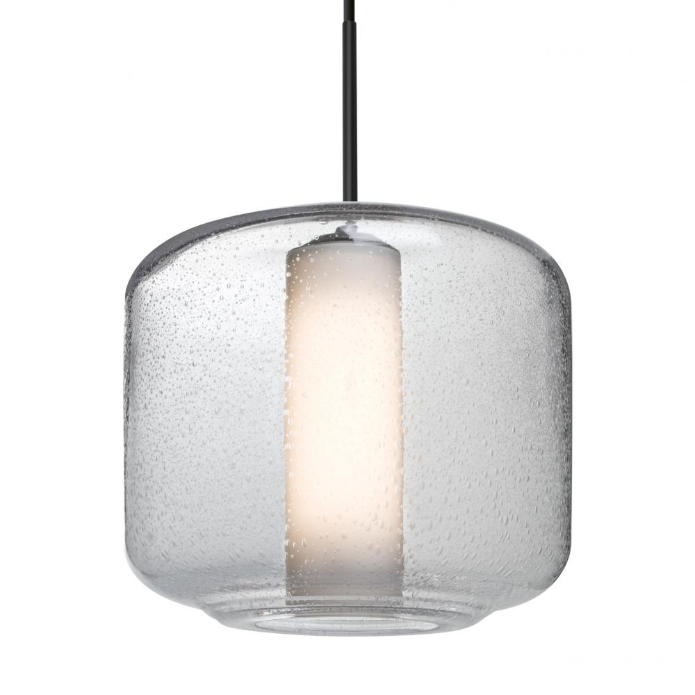 Besa Niles 10 Pendant, Clear Bubble/Opal, Black Finish, 1x5W LED