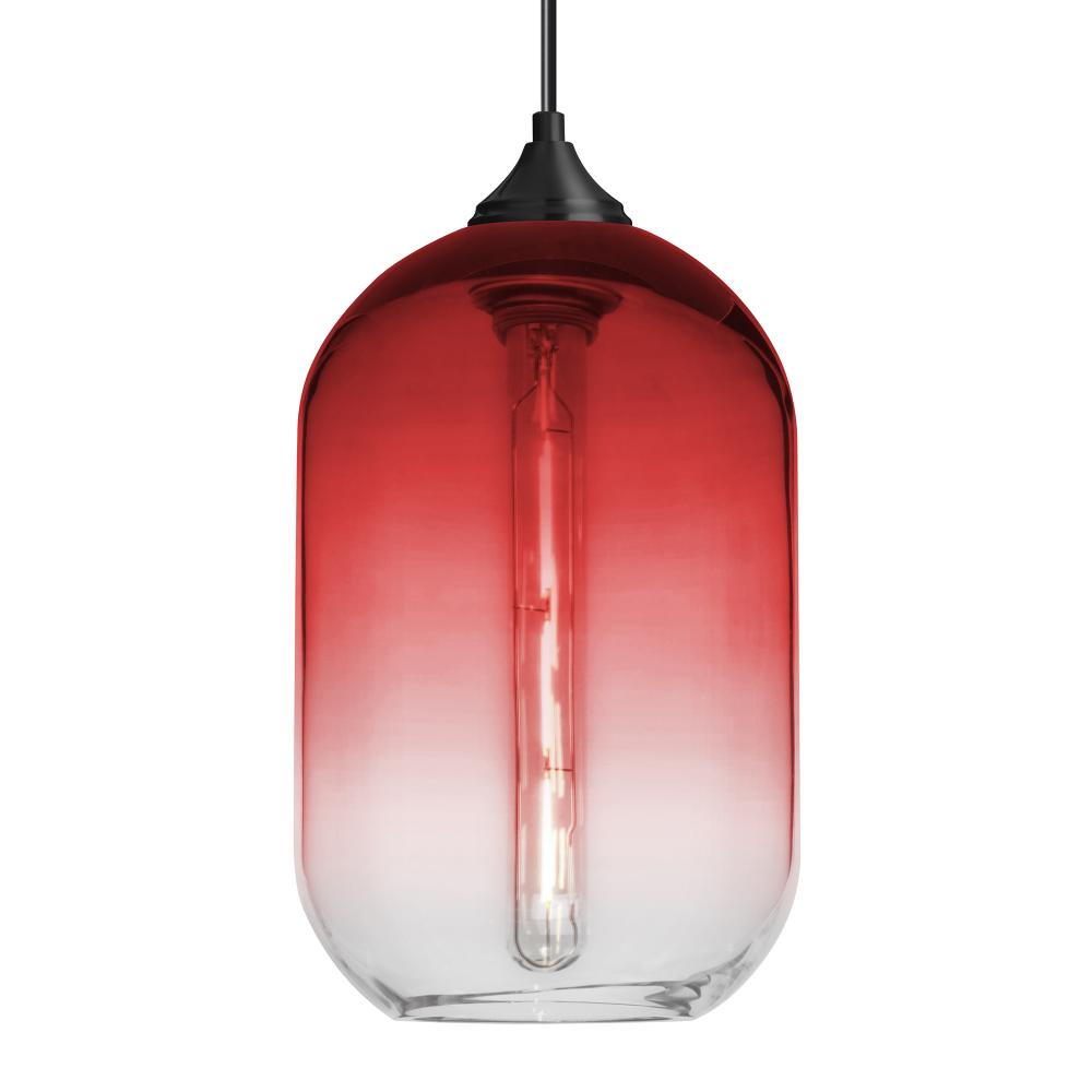 Besa, Omega 12 Cord Pendant, Red/Clear, Black Finish, 1x4W LED Filament