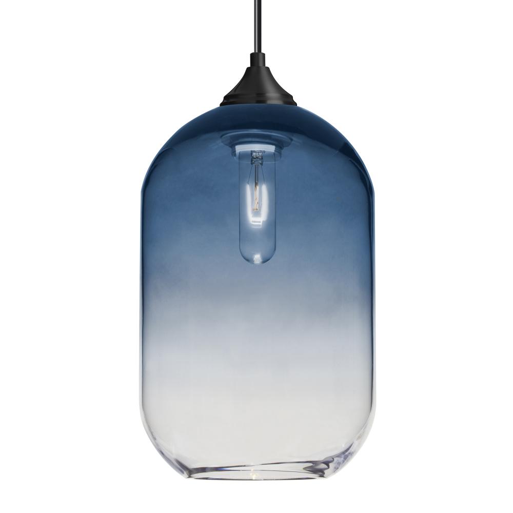 Besa, Omega 12 Cord Pendant,Steel/Clear, Black Finish, 1x60W MAX E26 Base