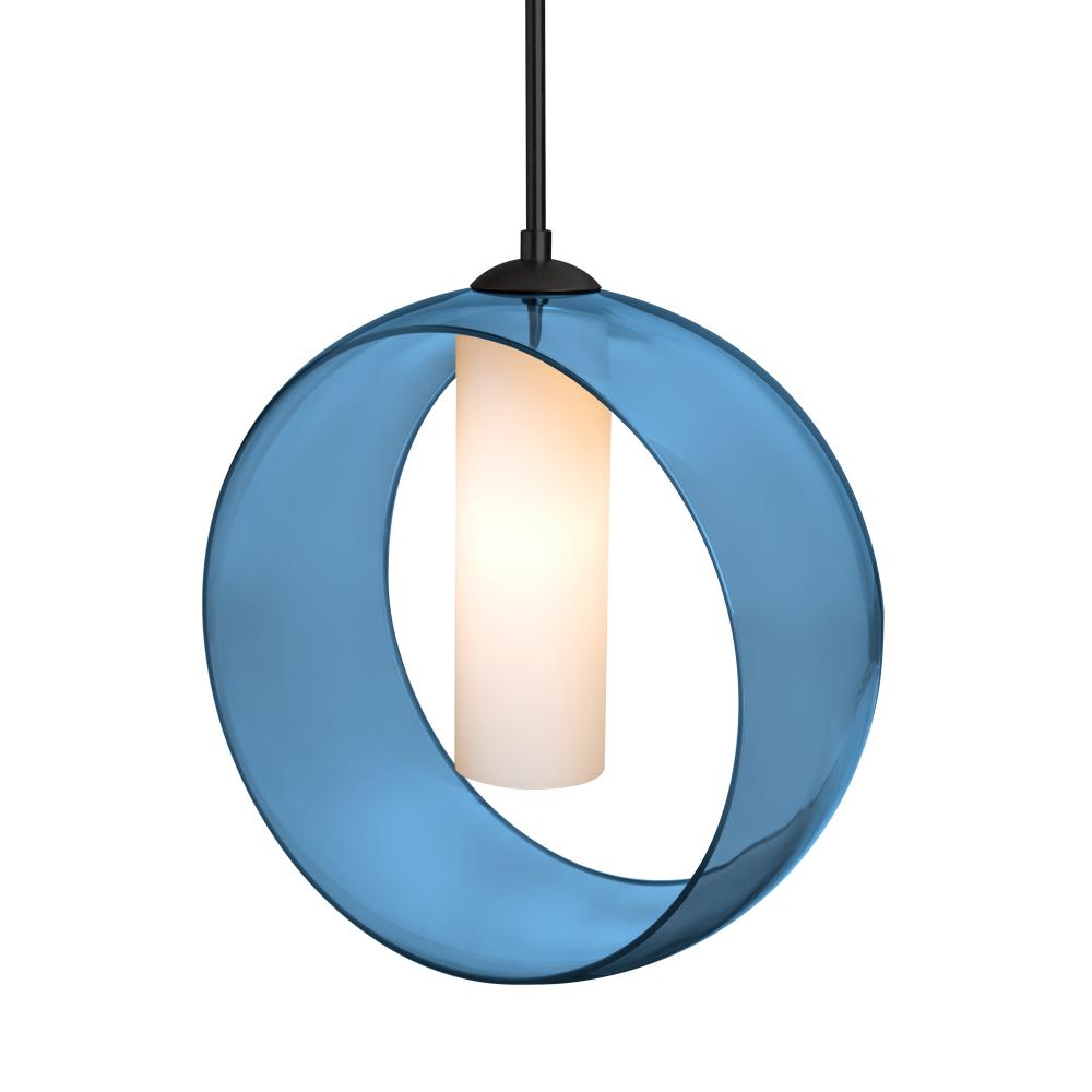 Besa, Plato Cord Pendant, Blue/Opal, Black Finish, 1x5W LED