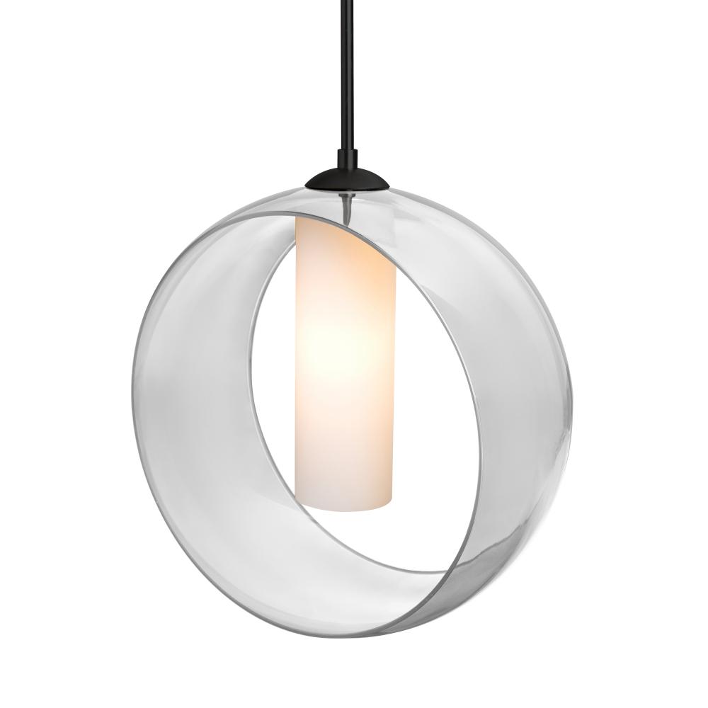 Besa, Plato Cord Pendant, Clear/Opal, Black Finish, 1x60W MAX E26 Base