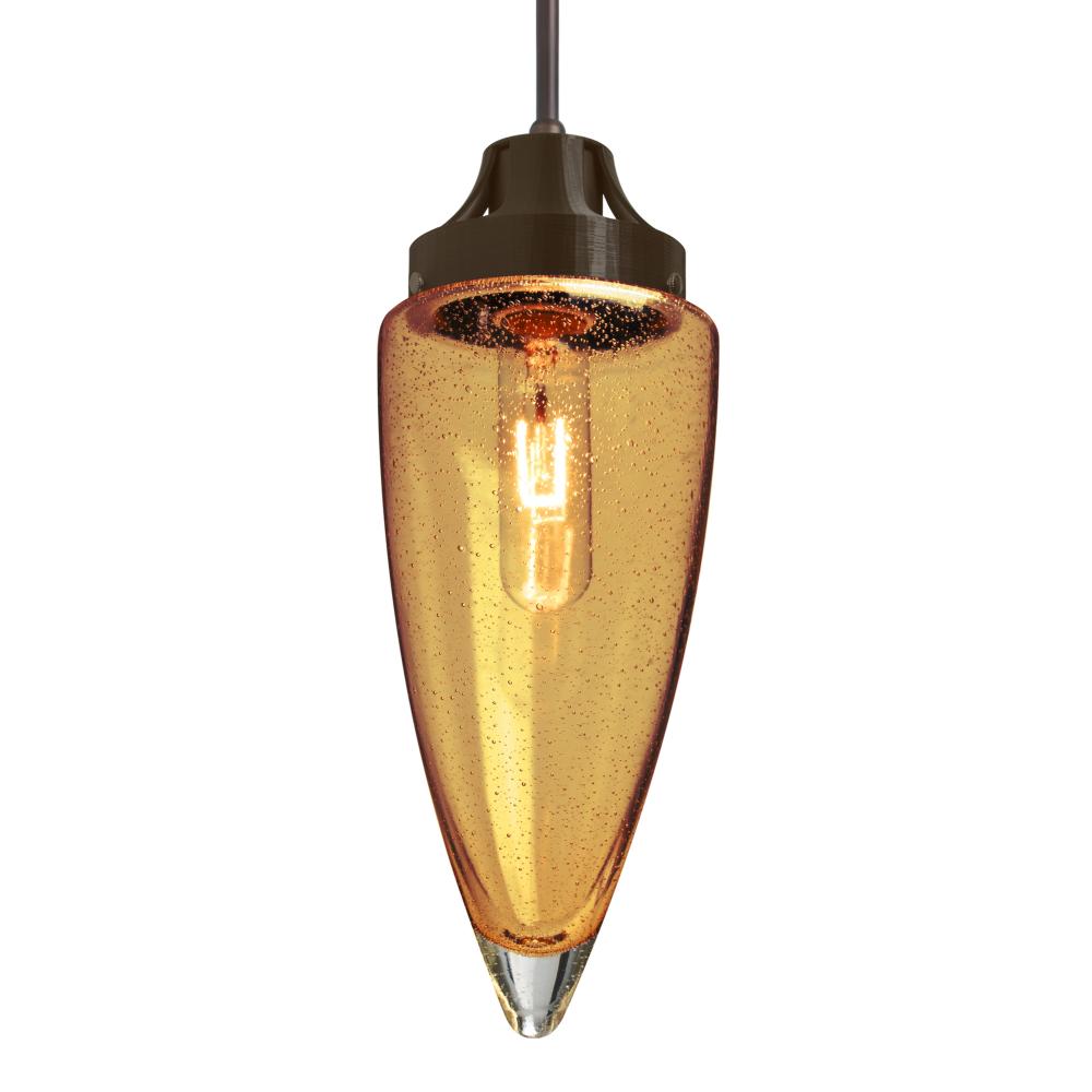 Besa, Sulu Cord Pendant, Amber Bubble, Bronze Finish, 1x60W Medium Base, 15Ft. Cord