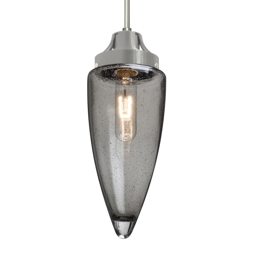 Besa, Sulu Cord Pendant, Smoke Bubble, Satin Nickel Finish, 1x60W Medium Base, 15Ft.