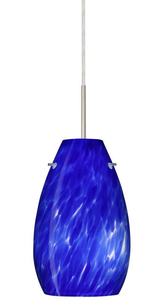 Besa Pera 9 Pendant Satin Nickel Blue Cloud 1x100W Medium Base, 15Ft. Cord