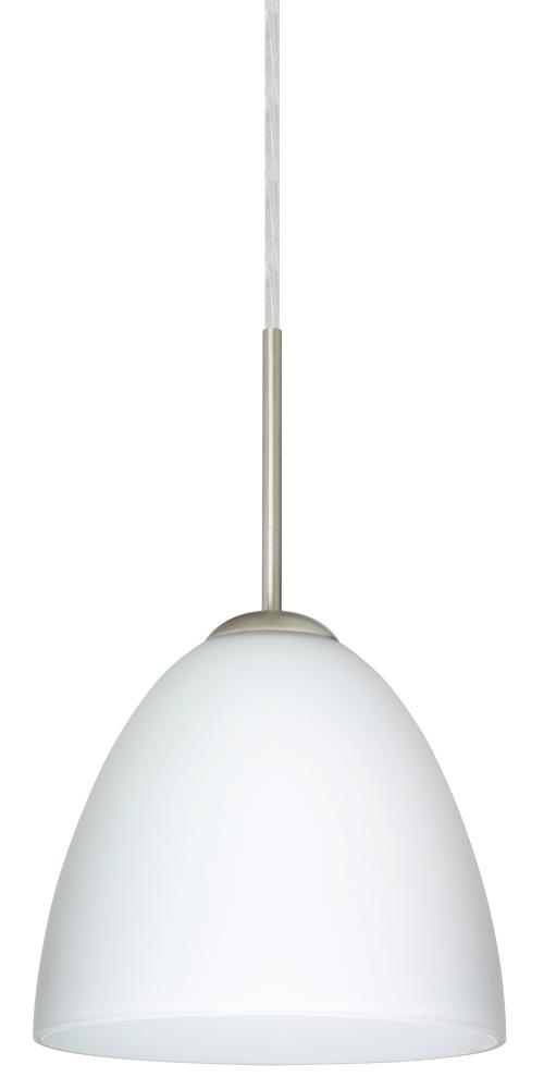 Besa Vila Pendant Satin Nickel Opal Matte 1x60W Medium Base, 15Ft. Cord