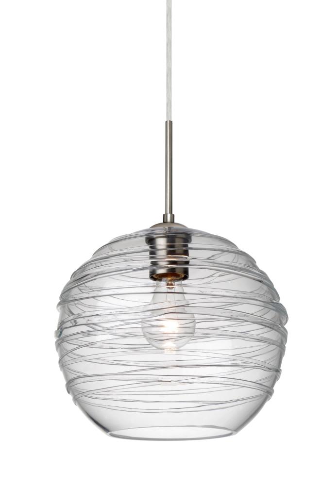 Besa Wave 10 Pendant Satin Nickel Clear 1x60W Medium Base