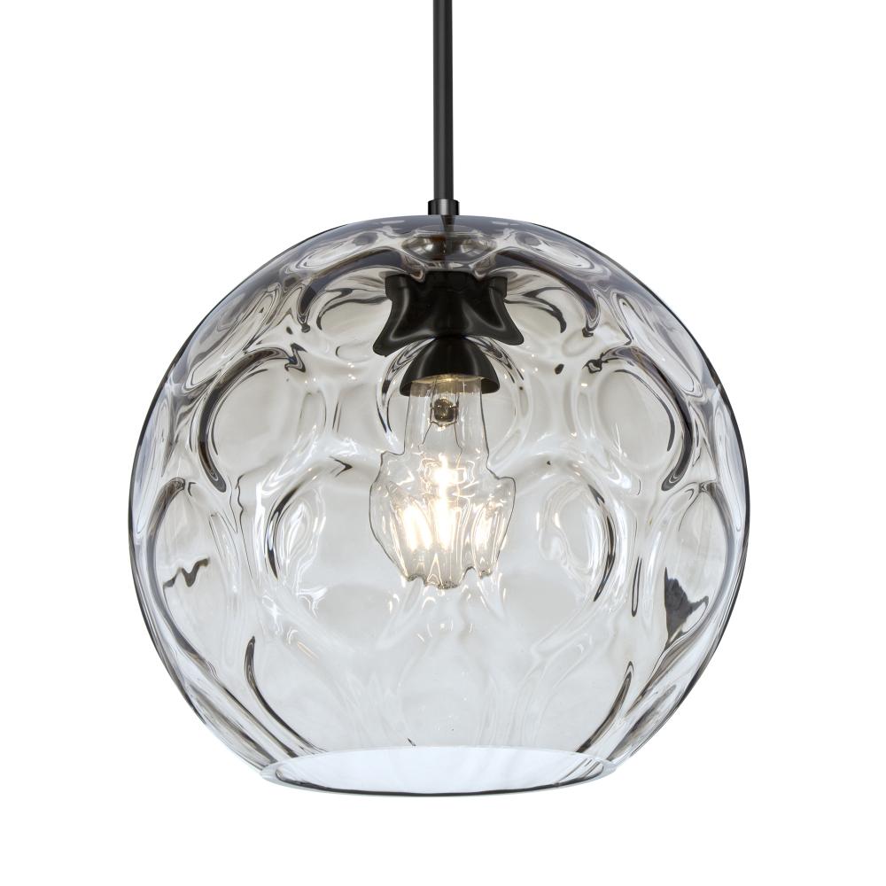 Besa Bombay Cord Pendant, Clear, Black Finish, 1x8W LED Filament