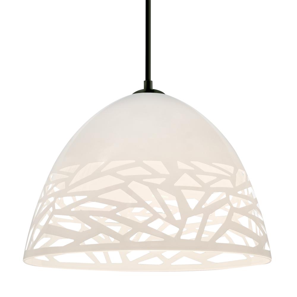 Besa Kiev Pendant, White, Black Finish, 1x60W MAX E26 Base