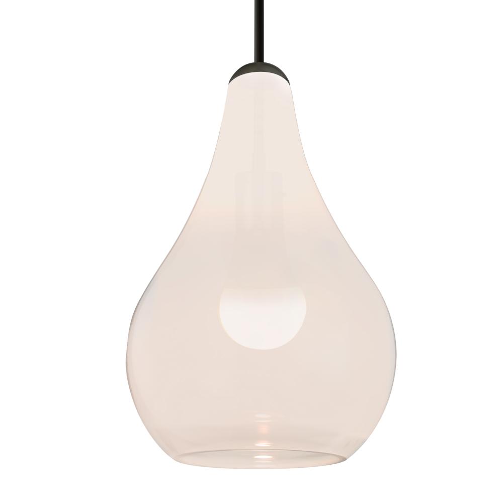 Besa, Leon Cord Pendant, Milky White, Black Finish, 1x9W LED