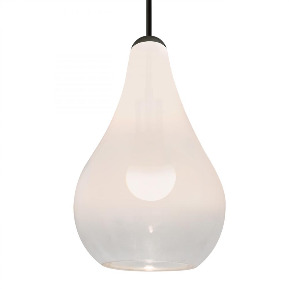 Besa, Leon Cord Pendant, Milky White/Clear, Black Finish, 1x9W LED