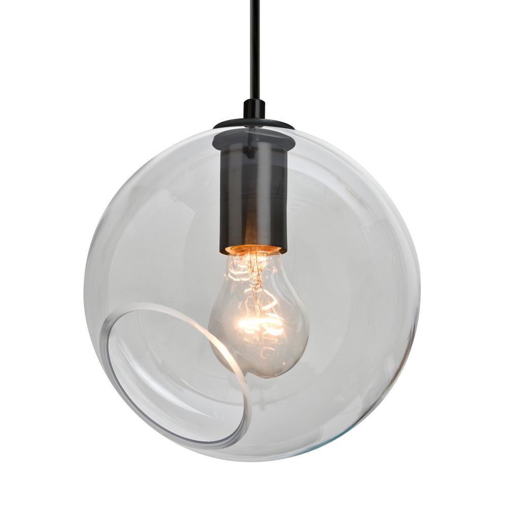 Besa, Maestro 8 Cord Pendant, Clear, Black Finish, 1x5W LED Filament