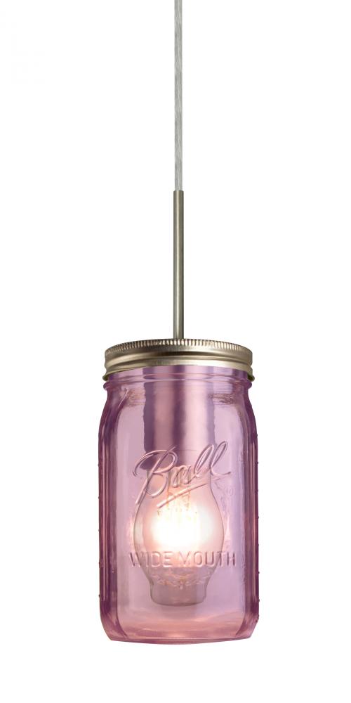 Besa Pendant Milo 4 Satin Nickel Purple 1x5W LED Filament, 15Ft. Cord