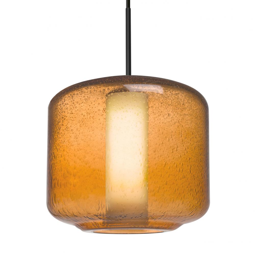 Besa Niles 10 Pendant, Amber Bubble/Opal, Black Finish, 1x5W LED