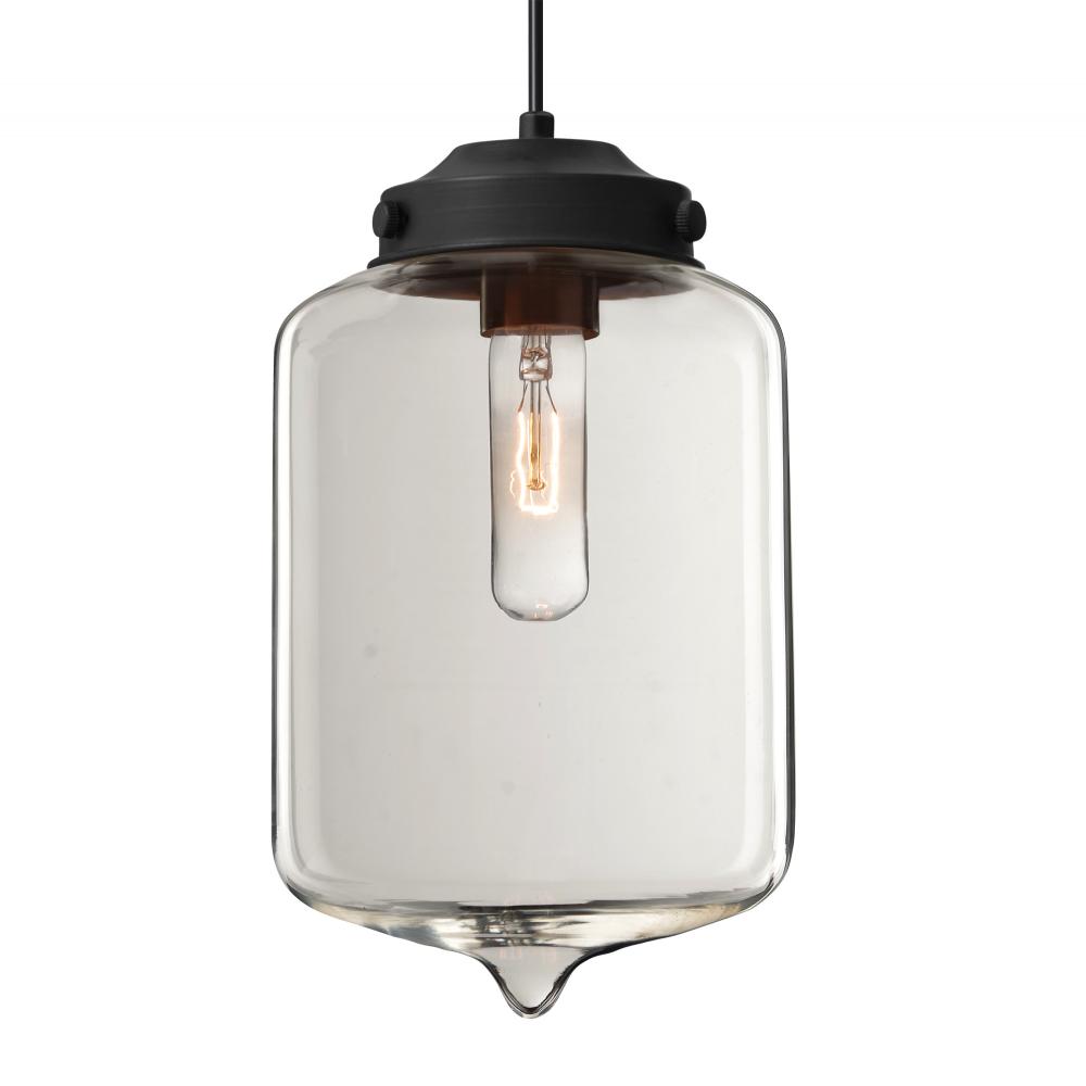 Besa Olin Pendant Black Clear 1x60W MAX E26 Base