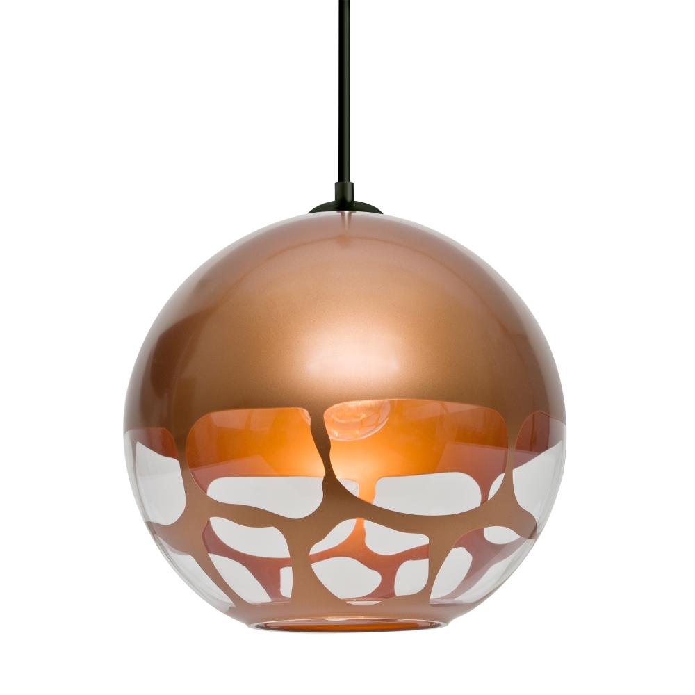 Besa, Rocky Cord Pendant, Copper, Black Finish, 1x9W LED