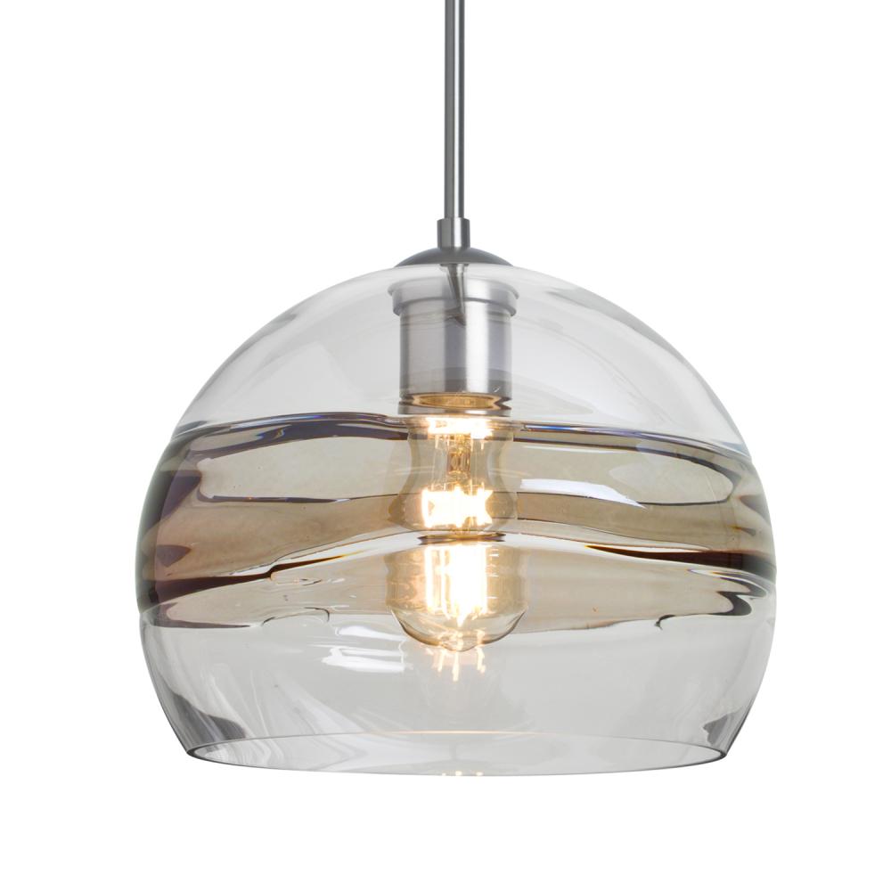 Besa Spirit 10 Pendant, Smoke/Clear, Satin Nickel Finish, 1x8W LED Filament