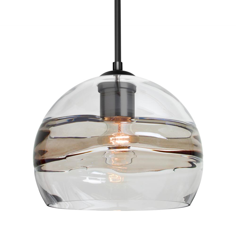 Besa Spirit 8 Pendant, Smoke/Clear, Black Finish, 1x8W LED Filament